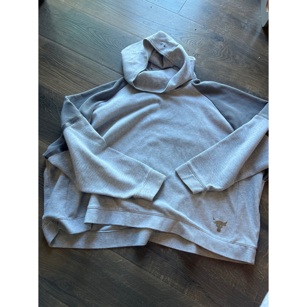 Under Armour Project Rock All‎ Day Hustle Hoodie Gray Womens Medium Loose Fit